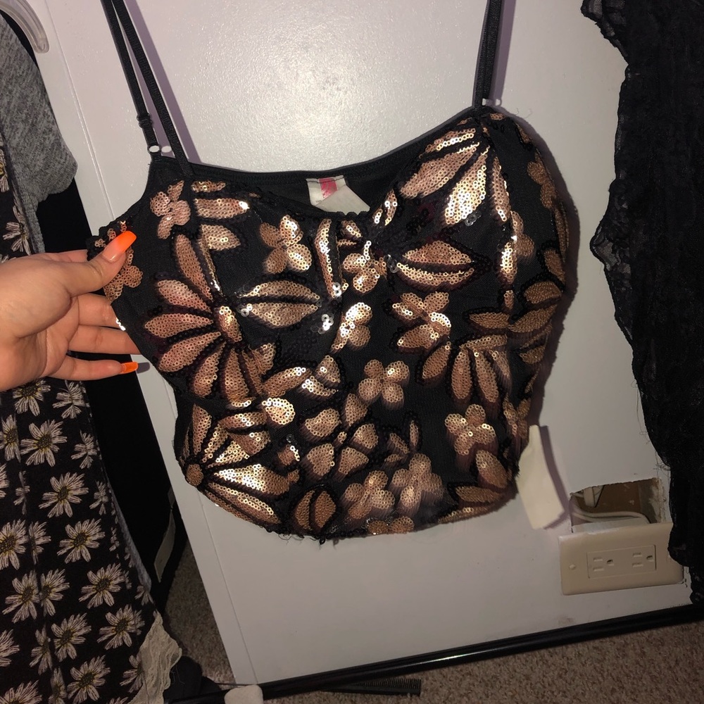 Gold sequence crop top
